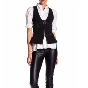 H&M Full Front Zip Sleeveless Fitted Corset Peplum Top